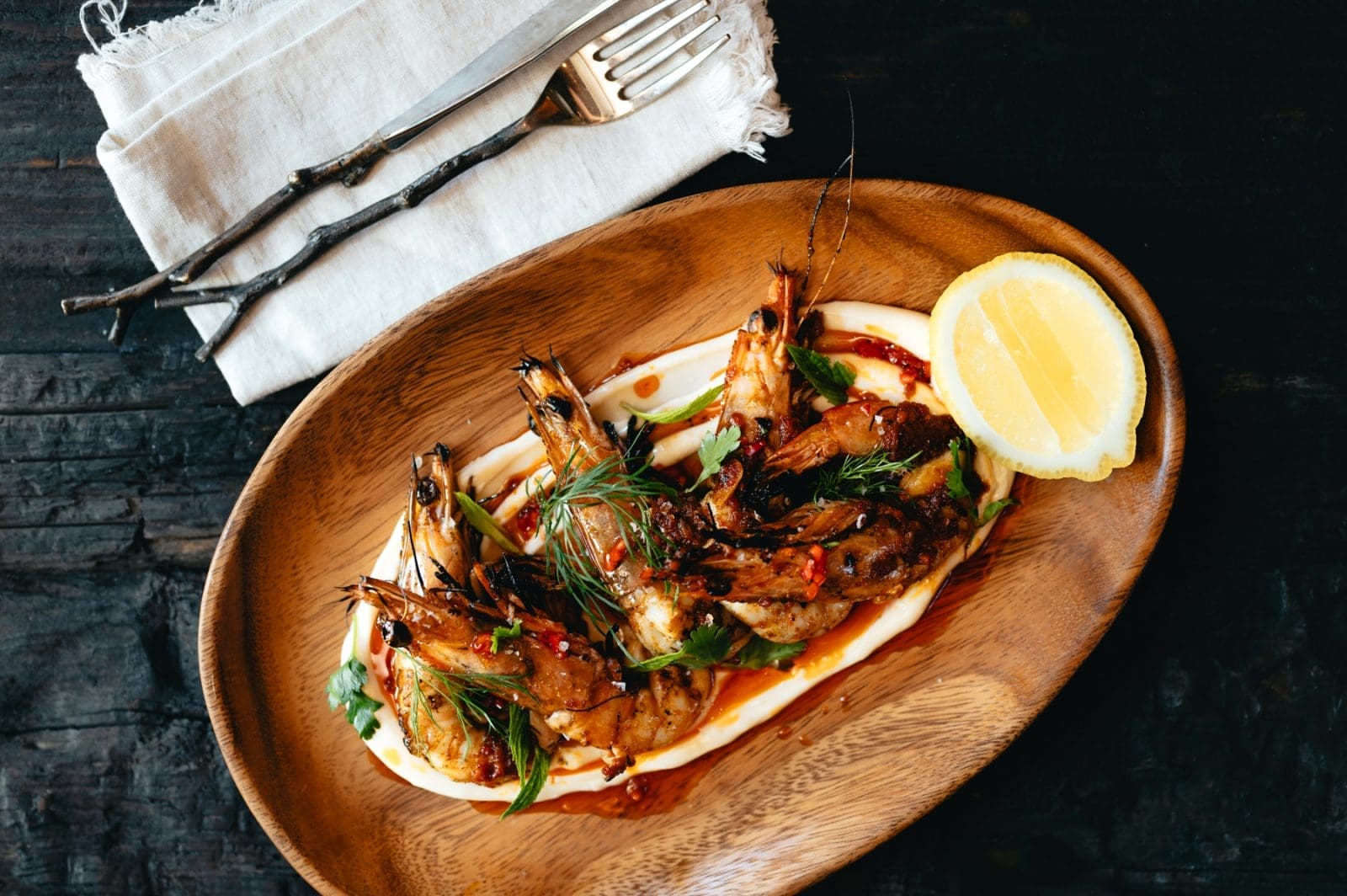 open fire prawns